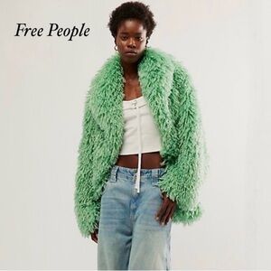 Free People! Stargazer Fur Jacket In Mountain Green Renata Bomber NWT!